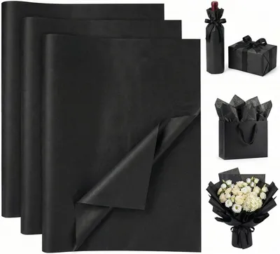 Produktbild von Seidenpapier schwarz, 100 Blatt, 50 x 35 cm, Geschenkverpackung