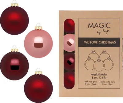 Produktbild von Weihnachtskugeln Glas 8cm 12 Stück - Vintage Rose