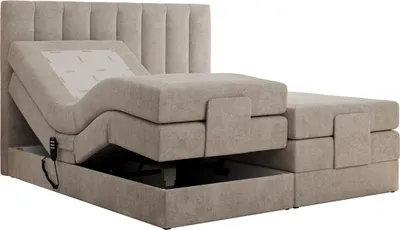 Produktbild von MKS MEBLE Boxspringbett 160x200 elektrisch verstellbar 7-Zonen Taschenfederkern Matratze und Topper Bett 160x200 mit Motor Polsterbett Motorbett - Comforto - Beige Strukture - H4