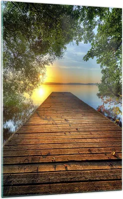 Produktbild von Bilder auf glas - Einteilig - Brücke See - 70x100cm - Glasbilder - Wandbilder - Bilder - Kunstdruck - zum Aufhängen bereit - Wanddekoration aus Glas - Glas Bilder - Wandbild auf Glas - GPA70x100-3528
