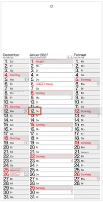 Produktbild von 2027 GÜSS 3-Monatskalender mit Platz für Eintragungen