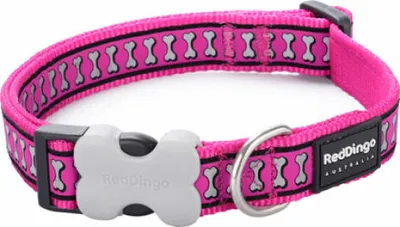Produktbild von Hundehalsband Red Dingo Reflektierend Knochen Pink (1,5 x 24-36 cm)
