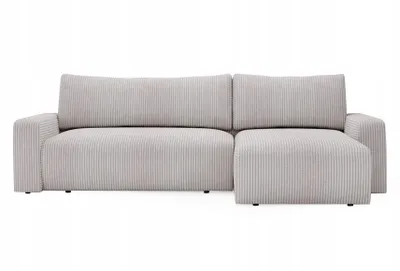 Produktbild von Kaiser Möbel Ecksofa mit schlaffunktion und bettkasten, Couch L form, Schlaffunktion ARAGON Dicker Cord Ecru Ottomane Rechts