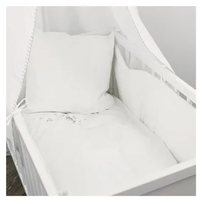 Produktbild von ALVI Wiegen-Set 80×80 – Baby Bettset mit Bettwäsche, Nestchen & Himmel – Motiv Schafe