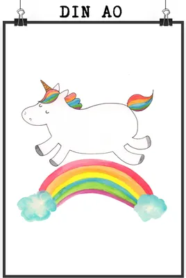 Produktbild von Mr. & Mrs. Panda Bild Einhorn Regenbogen DIN A0 - Weiß - Geschenk, Wanddekoration, Einhornpower, Wandbild, Glitzer, Unicorn, wanddeko, typografie poster, Erwachsenwerden