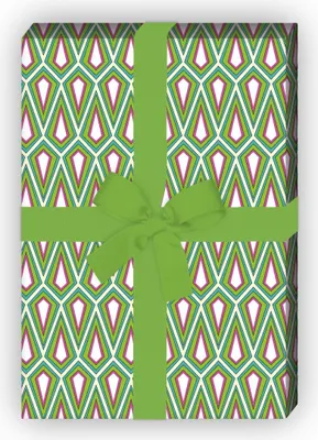 Produktbild von Geometrisches Geschenkpapier Set mit Retro Tropfen Muster, grün - G8427, 32 x 48cm