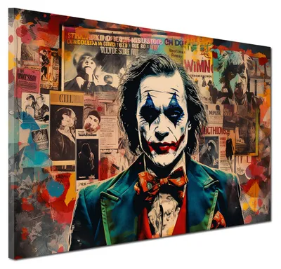 Produktbild von Joker Newspaper Style Wandbild Leinwandbild Kunstdruck XL Deko: 90x60x2cm