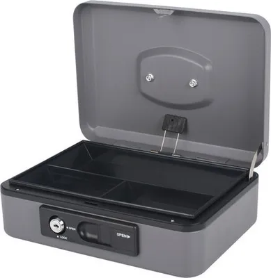 Produktbild von 1x Deluxe Geldkassette mit praktischer Öffnungsfunktion 250mm silber
