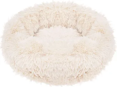 Produktbild von Springos Haustierbett für Hunde & Katzen, Beige, Ø 90 cm, aus Plüsch & Kunstfell (100% Polyester), rund, waschbar 30°C, mit Anti-Rutsch-Unterseite & hohem Rand, lindert Gelenk- & Muskelschmerzen, tierfreundlich