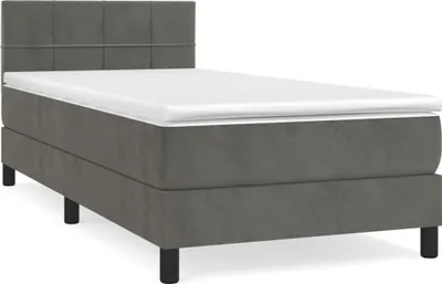 Immagine prodotto di vidaXL Letto a molle con materasso grigio scuro 90x190 cm in velluto