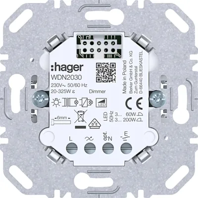 Productafbeelding van Hager universele dimmer, type A.x/C.x, 1-voudig, geschikt voor R/L/C/LED, 230V, 3–200W LED, inbouw, 1 stuk.