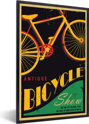 Produktbild von MuchoWow® MuchoWow® Gerahmtes Poster Vintage Poster Fahrrad 60x90 cm - Poster mit zchwarzem Bilderrahmen - Kunst