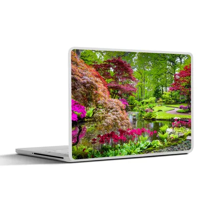 Produktbild von MuchoWow® Laptop Aufkleber Sticker Cover Bäume - Blumen - Japanisch - Natur - Wasser 30x22 cm - Laptop-Sticker