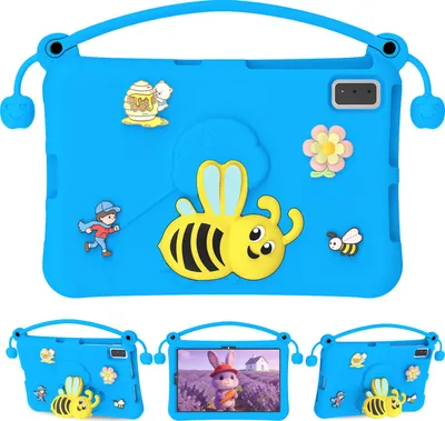 Produktbild von Kinder Hülle für iPad Pro 11 2024/2022/2021/2020/2018, iPad Pro 11" M4 Leicht Stoßfeste Kindgerechtes Schutzhülle mit Griff, Biene Ständer Blau