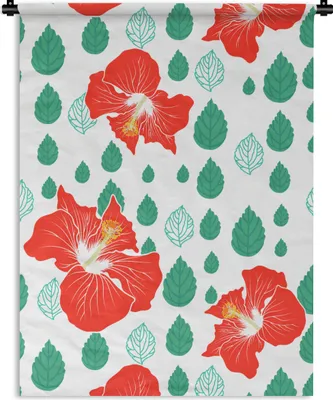 Produktbild von MuchoWow® Wandteppich Wandbehang Hibiskus - Muster - Hawaii - Blume 90x120 cm Tapisserie Dekoration Wandtuch - Wanddeko