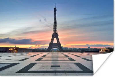 Produktbild von MuchoWow® Poster Der Eiffelturm vom Platz des Palais de Chaillot aus bei Sonnenuntergang 180x120 cm - Fotoplakat