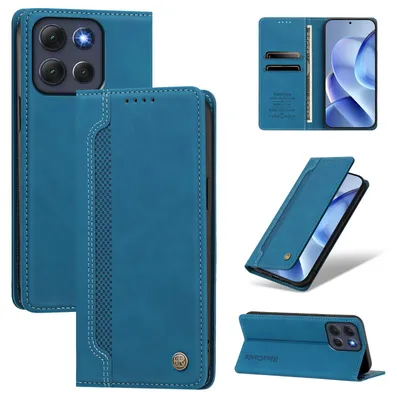 Produktbild von Handyhülle für Motorola Moto G86, Leder Wallet Klapphülle mit Standfunktion, Stoßfeste Schutzhülle Blau