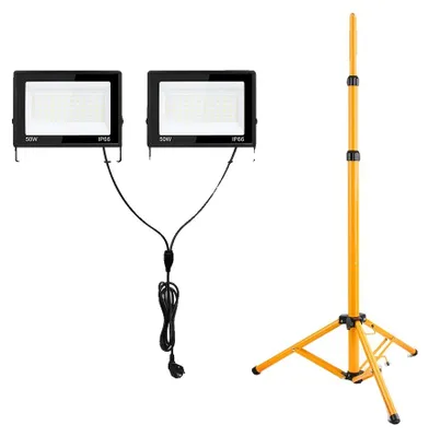 Zdjęcie produktu dla Lampa robocza, wodoszczelna (IP66), z regulowanym statywem, moc: 2 x 50W