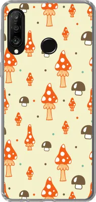 Produktbild von MuchoWow® Handyhülle Schutzhülle Hülle für Telefoonhoesje Huawei P30 Lite Muster - Pilz - Orange Silikon Softcase Handy Hülle - Handyhülle