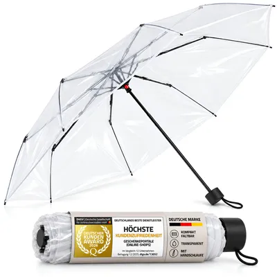 Produktbild von Transparenter Regenschirm mit Automatiköffnung - Großer, durchsichtiger Schirm, extrem windbeständig & robuster, rostfreier Rahmen