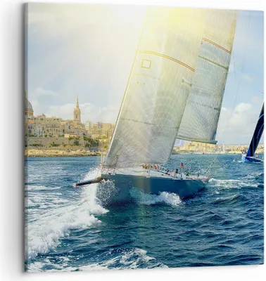 Produktbild von Bild auf Leinwand - Leinwandbild - Yacht Meer Welle - 50x50cm - Wand Bild - Wanddeko - Wandbilder - Leinwanddruck - Bilder - Kunstdruck - Wanddekoration - Leinwand bilder - Wandkunst - AC50x50-4038