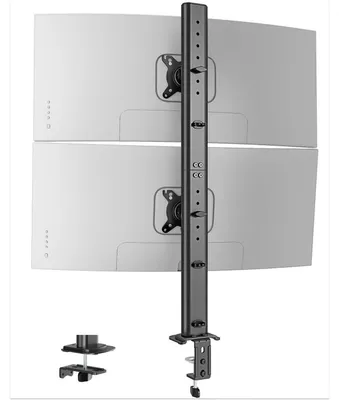 Zdjęcie produktu dla Uchwyt monitorowy do 2 monitorów, o przekątnej od 17 do 34 cali. Montaż za pomocą zacisku C lub montaż przelotowy. Standard VESA 75x75/100x100. Obciążenie do 15 kg na ramię