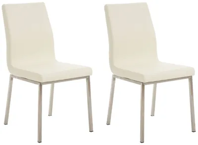 Immagine prodotto di CLP Set di 2 sedie da pranzo Colmar con struttura in acciaio inox, crema