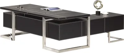 Produktbild von Büromöbel Chef Schreibtisch Managerschreibtisch Büroschreibtisch VENEDIG links schwarz 2,2x0,85x 0,7