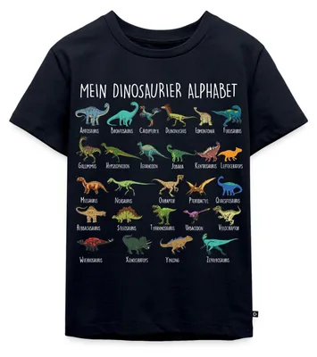 Produktbild von Spreadshirt Dinosaurier Alphabet Einschulung Kinder Premium T-Shirt, 134/140 (8 Jahre), Navy