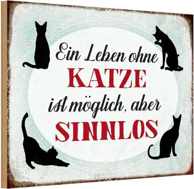 Produktbild von vianmo Holzschild 20x30 cm Leben ohne Katze sinnlos Tier Haustier