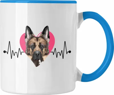 Produktbild von Trendation - Schäferhund Besitzer Tasse Geschenk Lustiger Spruch Geschenkidee Herzschlag Schäferhund (Blau)