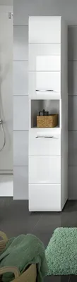 Produktbild von Ice Hochschrank Bad 2 Türen, 1 Regal Weiß hochglanz, weiß.