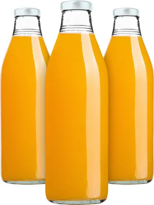 Zdjęcie produktu dla KADAX butelka na sok 1 l + pokrywka Ø43 biała 3 szt.