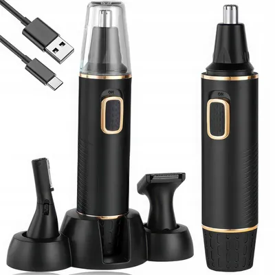 Produktbild von Elektrischer Nasenhaartrimmer für Männer, wasserdicht nach IPX5, 3D-geformter Scherkopf, 500-mAh-Akku, 120 Minuten Laufzeit, 4-in-1-Präzisionstrimmer