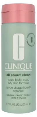 Produktbild von Clinique All About Clean Liquid Facial Soap, Reinigungsmousse, Frauen, Mischhaut, ölige Haut, Reinigend, Exfoliation, Feuchtigkeitsspendend, Pumpenflasche, - Use twice a day, morning and night. - Lather between palms with luke warm water. - Massage over...