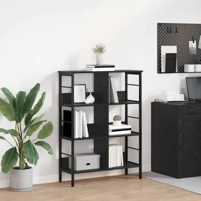 Produktbild von "Schlussverkauf" Bücherregal rechteckig - 1 pc - Büroregal mit Stauraum - Schwarz Eichen-Optik 82x32x112 cm Holzwerkstoff C12393