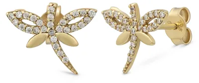 Produktbild von SuzanGold Lily Stecker Echtgold Ohrstecker in Libellen-Design mit Zirkonia
