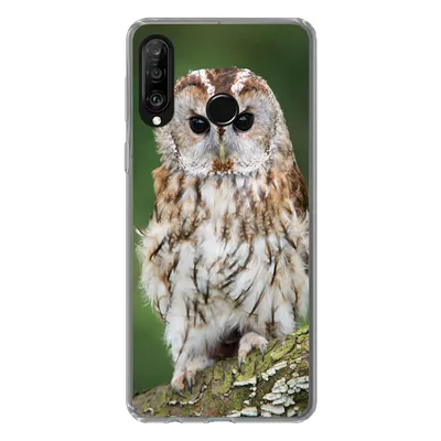 Produktbild von MuchoWow® Handyhülle Schutzhülle Hülle für Huawei P30 Lite Braune Eule sitzt auf einem Baum Silikon Softcase Handy Hülle - Handyhülle