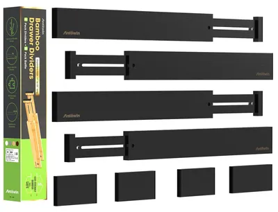 Productafbeelding van Ladeverdeler organizer - Bamboe - Uitbreidbaar - 47 tot 56 cm - Zwart - Lade-organizer