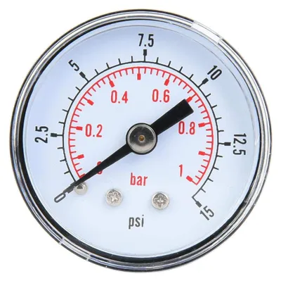 Manometer 1/8 Zoll BSPT, 0-15 psi, 0-1 bar, axial
