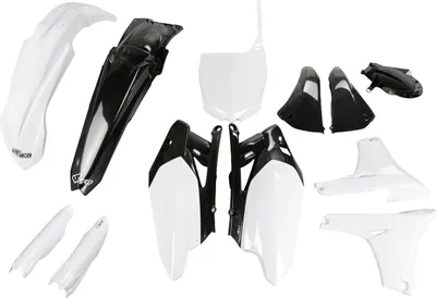 Immagine prodotto di Kit carenatura UFO PLAST da 12 pezzi, set di carenature in plastica con protezione forcella per Yamaha YZ F 450 cc, anni di produzione 2011-2013, colore: bianco/nero