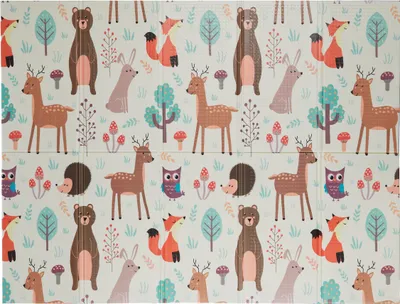 Produktbild von relaxdays 10032676_0 relaxdays Spielteppich Waldtiere weiß/bunt 195,0 x 150,0 cm