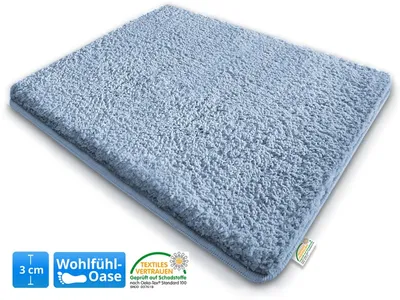 Produktbild von casa pura Badematte Sky, Badezimmerteppich extra flauschig, rutschfest & waschbar viele Größen & Farben, Mikrofaser Badteppich - Blau, 70x120 cm