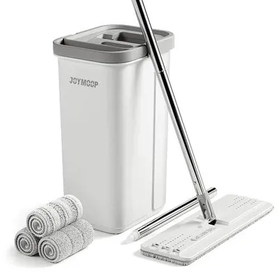 Zdjęcie produktu dla Mop płaski mikrofibra wiadro wyciskacz zestaw 155 cm do czyszczenia podłóg