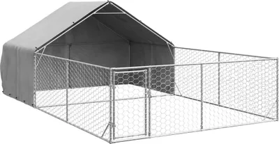 Obrázek produktu pro vidaXL Venkovní bouda pro psy s výběhem 6x3x1,9 m Pozinkovaná ocel