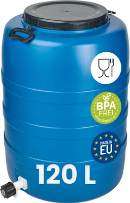 Produktbild von Garronda 120L mit Hahn Weithalsfass Fasssilage Gepäcktonne Gärfass Gärbehälter Futtertonne (Blau)