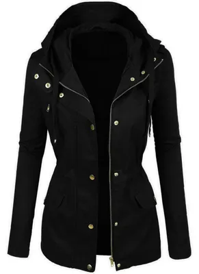 Zdjęcie produktu dla Damska parka bawełniana casual, czarna, M