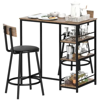 Immagine prodotto di Set da pranzo composto da un tavolo e due sedie | Colore: nero | Dimensioni: 90x50x90,5 cm