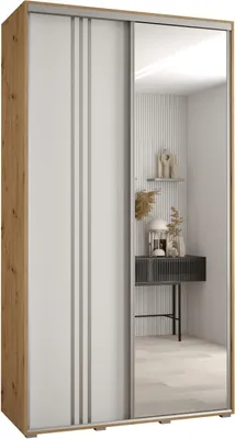 Produktbild von MEBLE KRYSPOL Cannes 7 Schrank mit 2 Schiebetüren - 205,2x140x60 cm - Artisan Weiß Silber