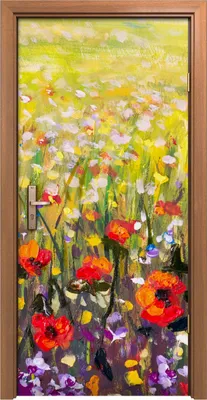 Produktbild von Türposter 90x200 cm Türaufkleber Türtapete Türfolie Klebefolie Natur landschaft Gemälde Blumen wiese